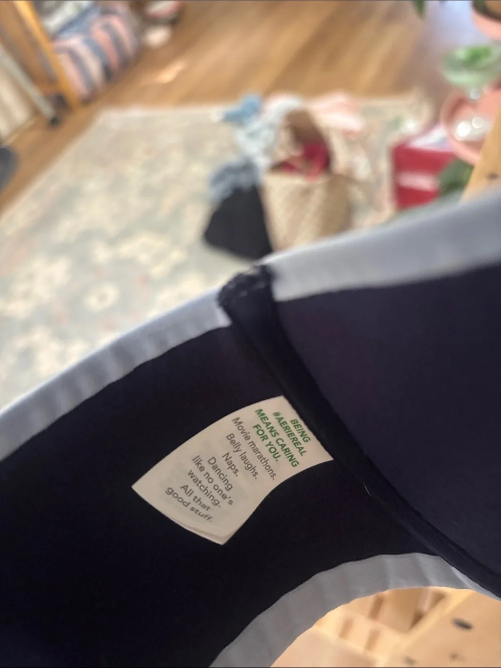 aerie Navy Underwire Bra with Light Blue Trim